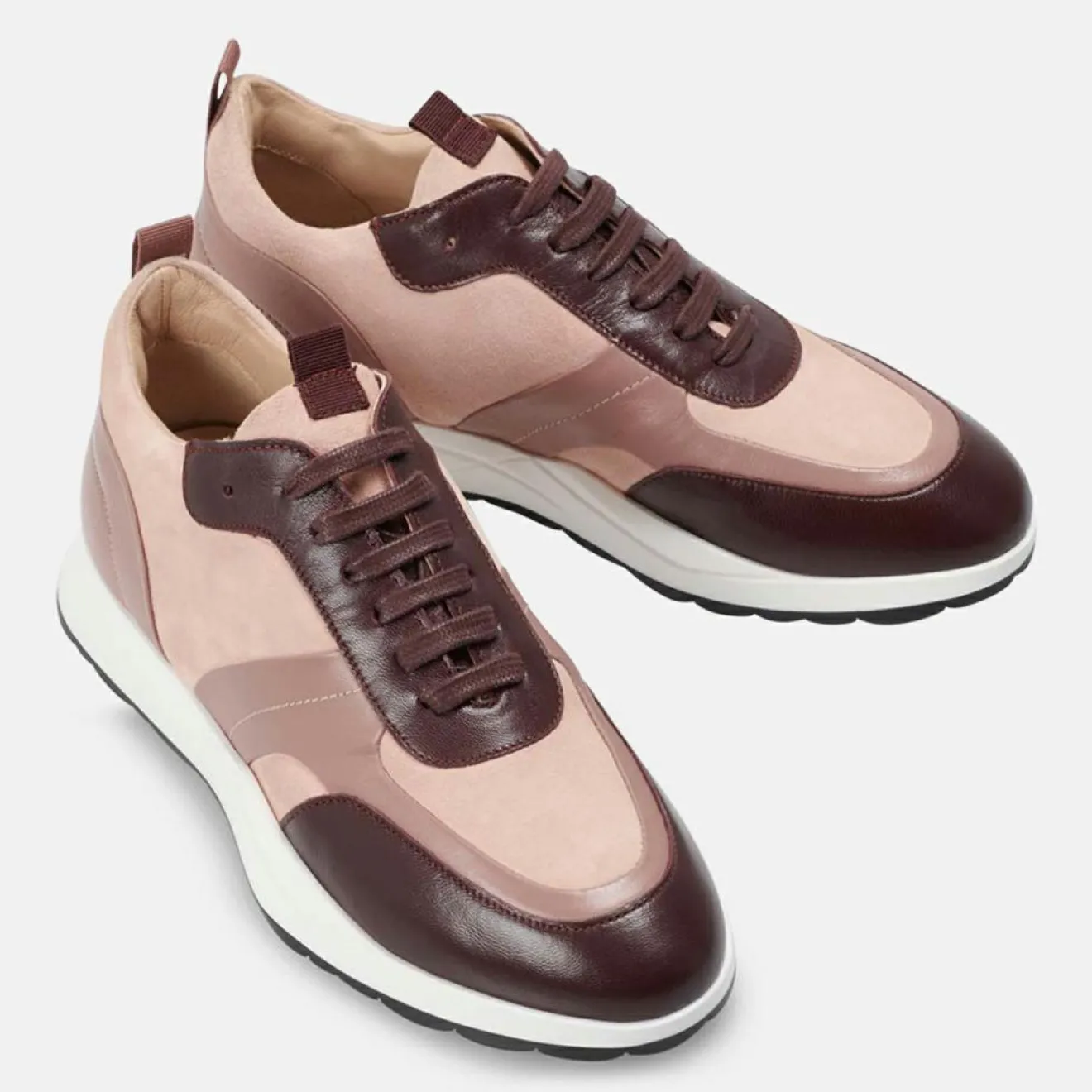 Femme Minelli Sneakers en Cuir et Velours de Cuir Lola blush