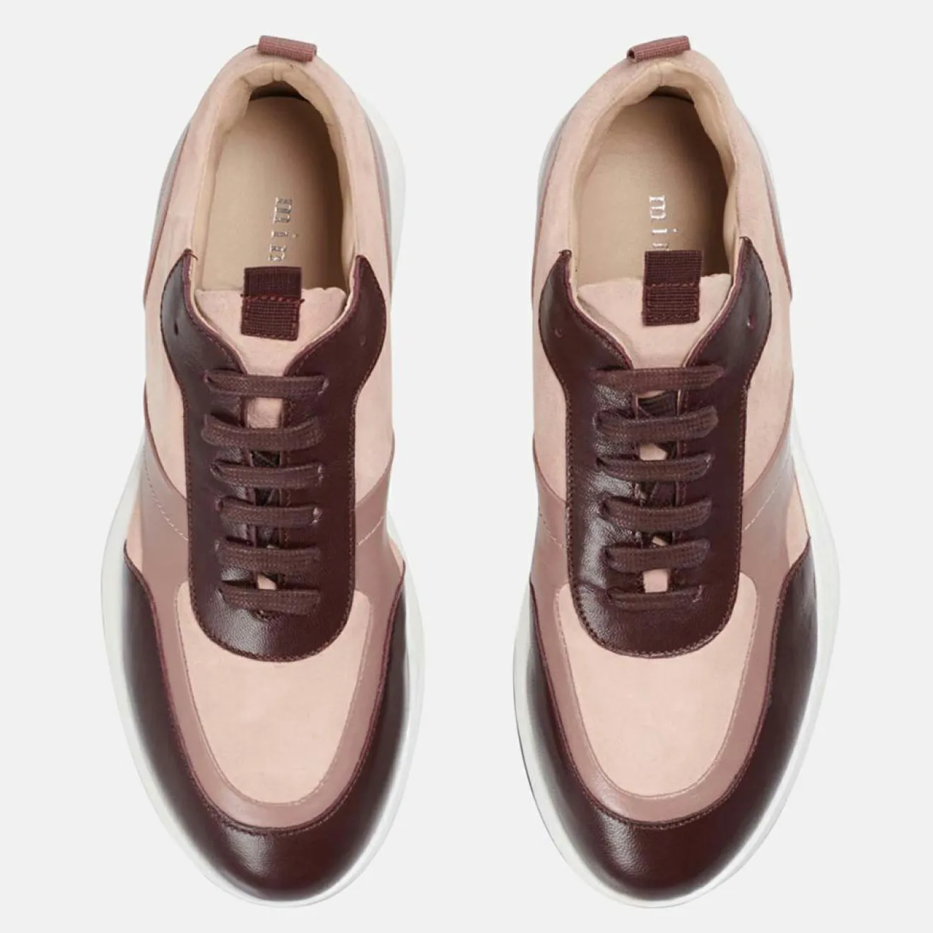 Femme Minelli Sneakers en Cuir et Velours de Cuir Lola blush