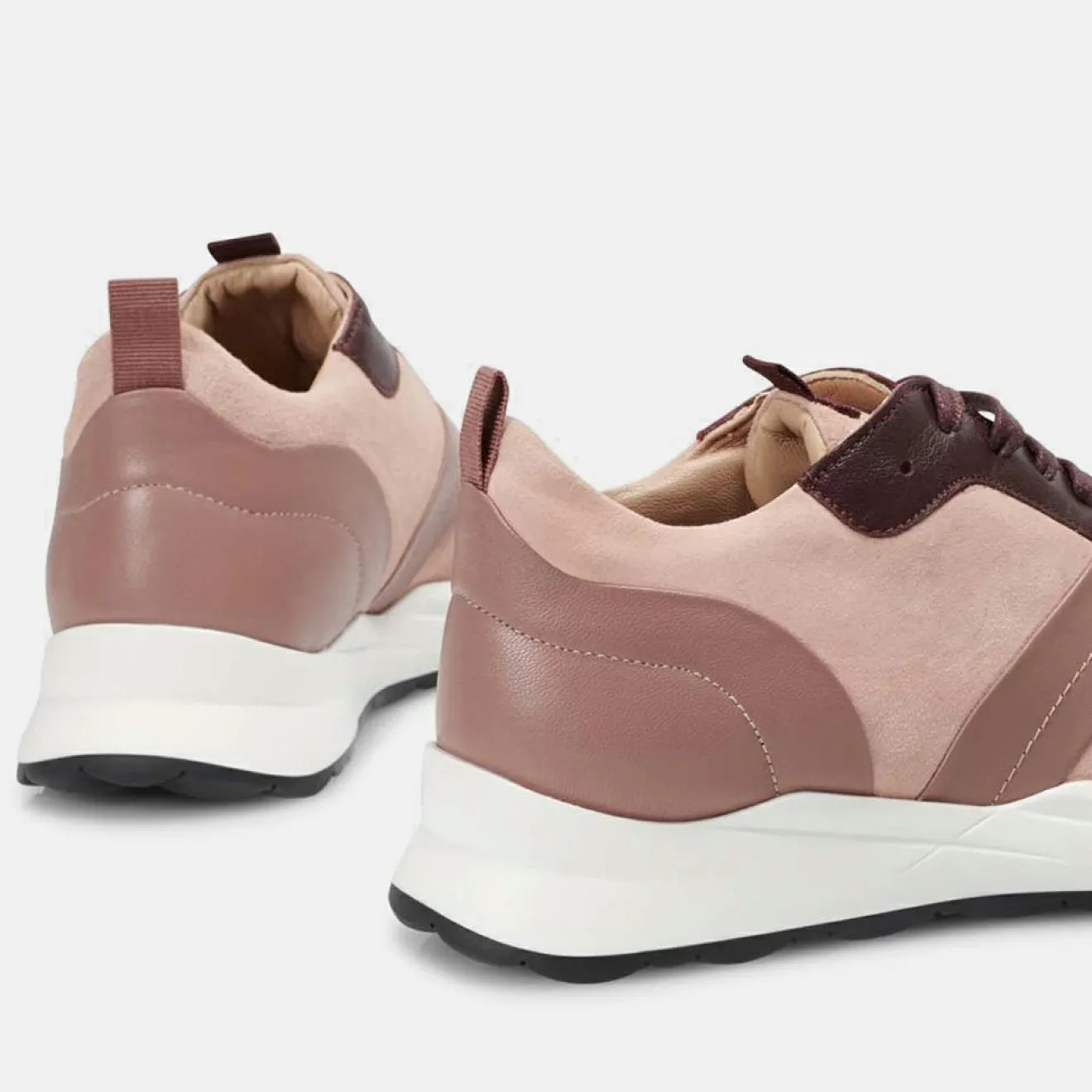 Femme Minelli Sneakers en Cuir et Velours de Cuir Lola blush