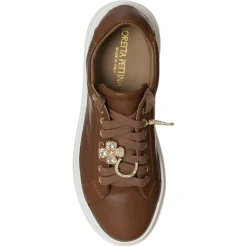 Hot Loretta Pettinari Sneakers en Cuir Garance marron