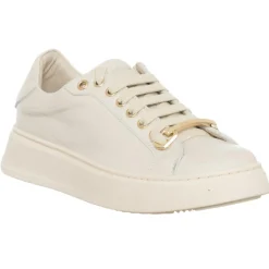 Online Loretta Pettinari Sneakers en Cuir Grega écrues