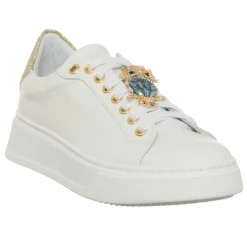 Best Loretta Pettinari Sneakers en Cuir Gufo blanc/doré