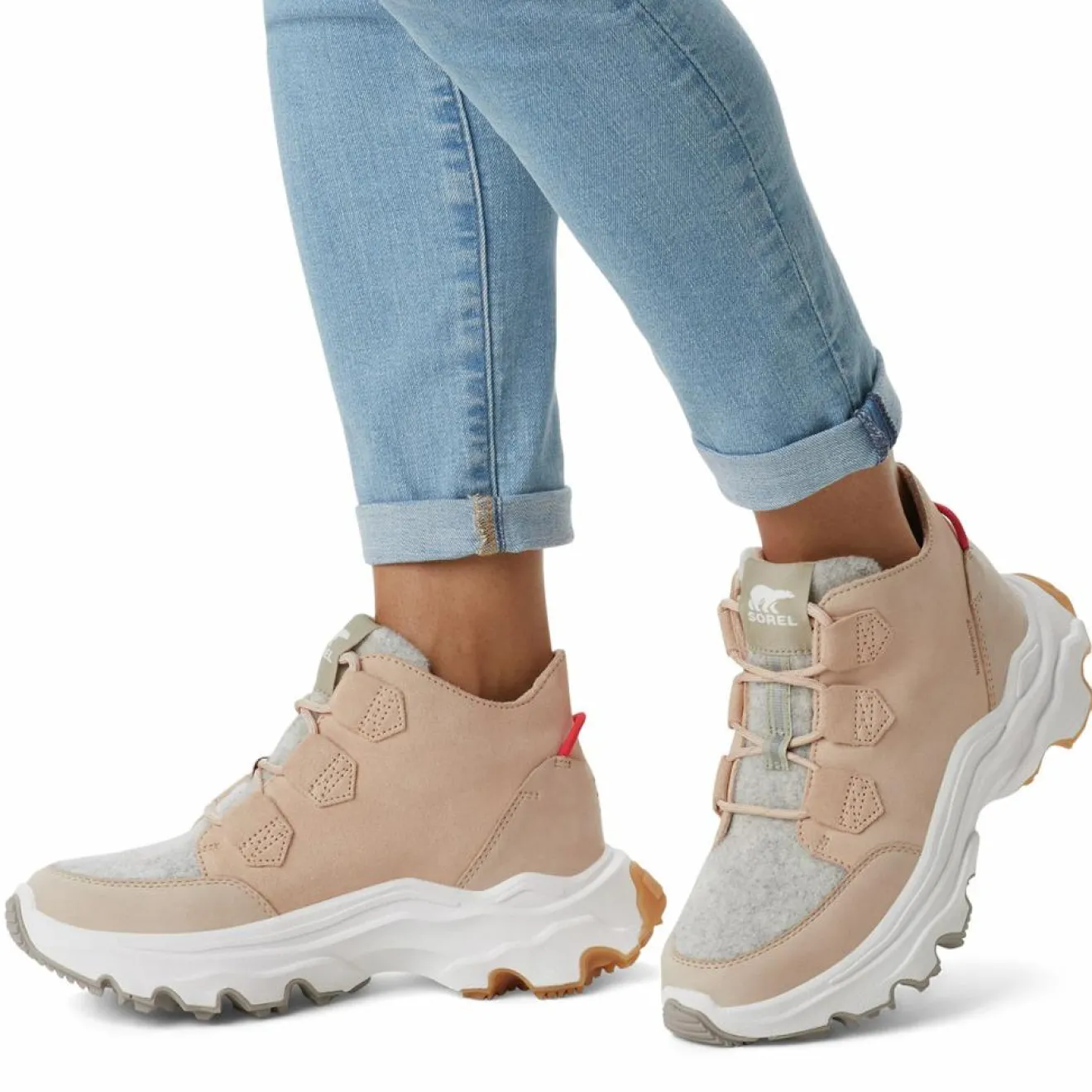 Clearance Sorel Sneakers en Cuir imperméables Kinetic™ Breakthru Caribou beiges