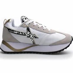 Discount W6YZ Sneakers en Cuir Kis blanc/beige/léopard