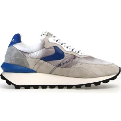 New Voile Blanche Sneakers en Cuir Léo gris/bleu