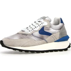 New Voile Blanche Sneakers en Cuir Léo gris/bleu