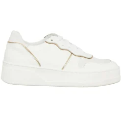 Sale Loretta Pettinari Sneakers en Cuir Nabuk blanc/doré
