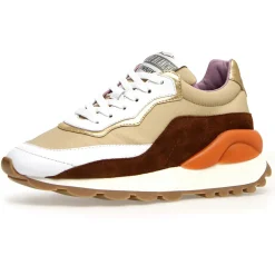 Femme Voile Blanche Sneakers en Cuir Pixie blanc/cognac/noir