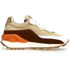 Femme Voile Blanche Sneakers en Cuir Pixie blanc/cognac/noir