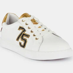 Discount Bons Baisers de Paname Sneakers en Cuir Simone blanc/doré
