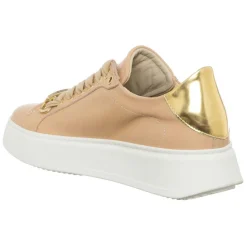 Femme Loretta Pettinari Sneakers en Cuir Sosa beige/Doré/blanc