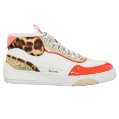 Online Blugirl Blumarine Sneakers en Cuir Wilow blanc/rouge/léopard
