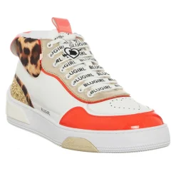 Online Blugirl Blumarine Sneakers en Cuir Wilow blanc/rouge/léopard