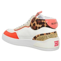 Online Blugirl Blumarine Sneakers en Cuir Wilow blanc/rouge/léopard