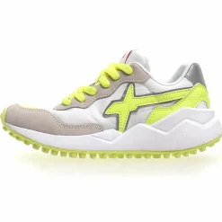Femme W6YZ Sneakers en Cuir Wolf blanc/jaune fluo