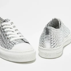 Femme Stuart Weitzman Sneakers en Cuir Wova Low-Top argentées