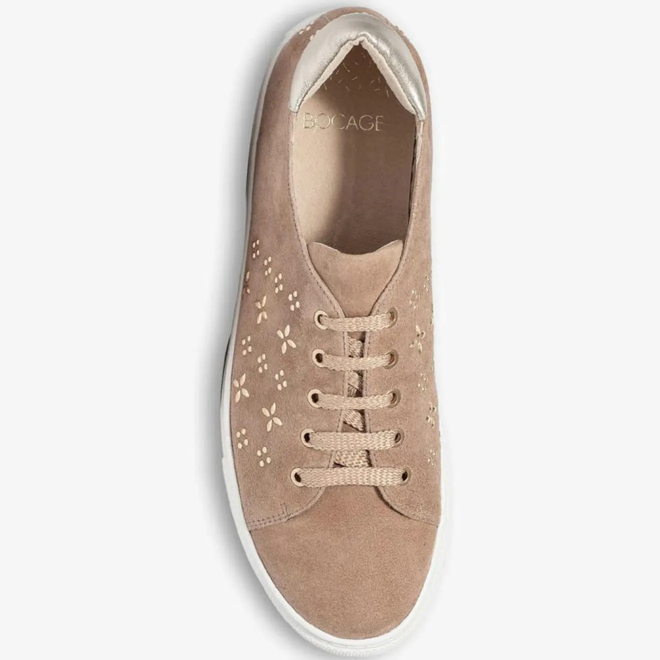 Femme Bocage Sneakers en Velours de Cuir à motifs Lauraine nude