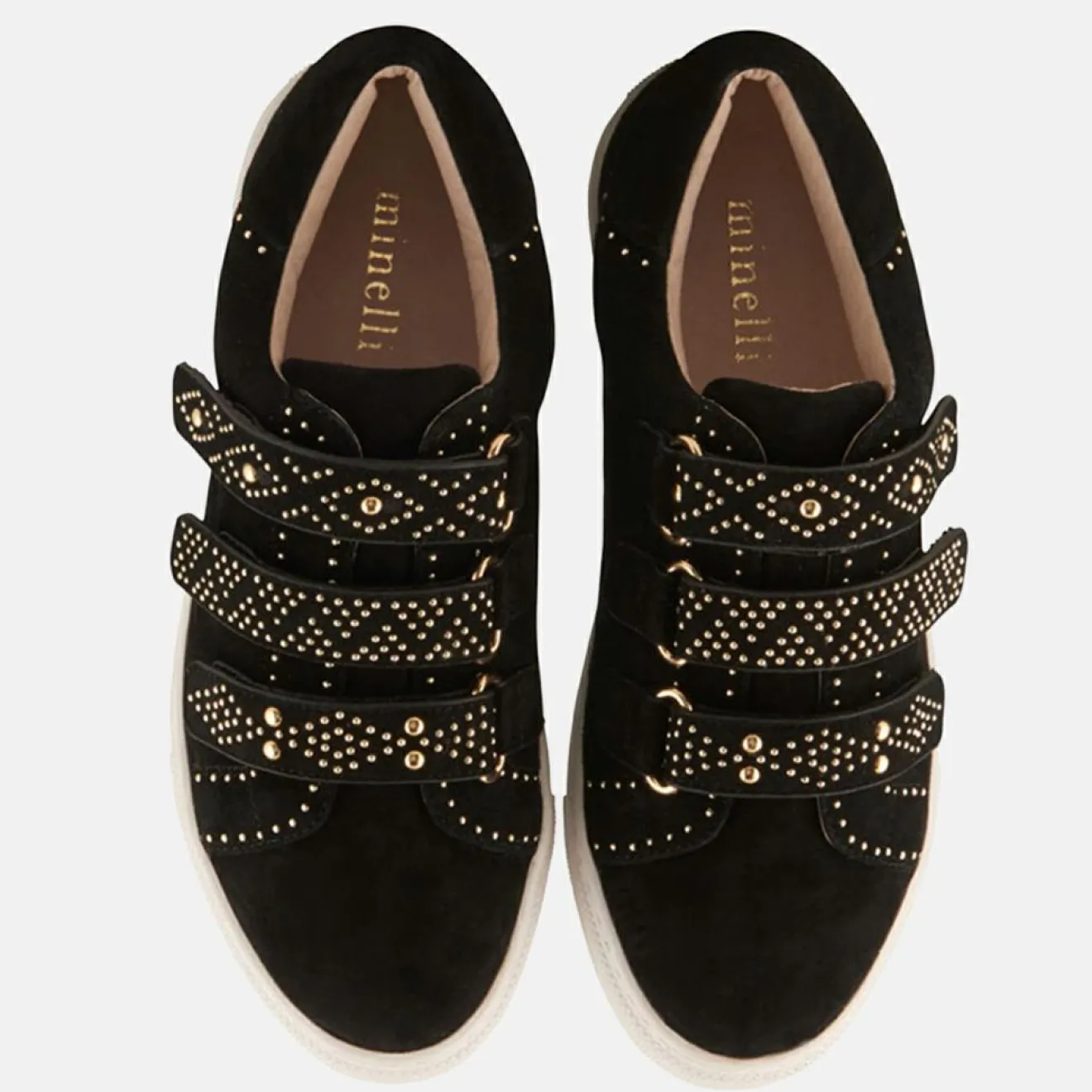 Femme Minelli Sneakers en Velours de Cuir Lucie noires