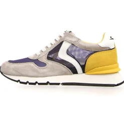 Best Voile Blanche Sneakers en Velours de Cuir Julia gris/moutarde
