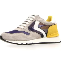 Best Voile Blanche Sneakers en Velours de Cuir Julia gris/moutarde