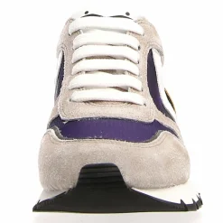 Best Voile Blanche Sneakers en Velours de Cuir Julia gris/moutarde