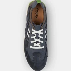 Homme Geox Sneakers en Velours de Cuir & Cuir Snake marine/taupe