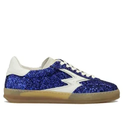 Hot Moa Concept Sneakers en Velours de Cuir Deluxe bleu glitter