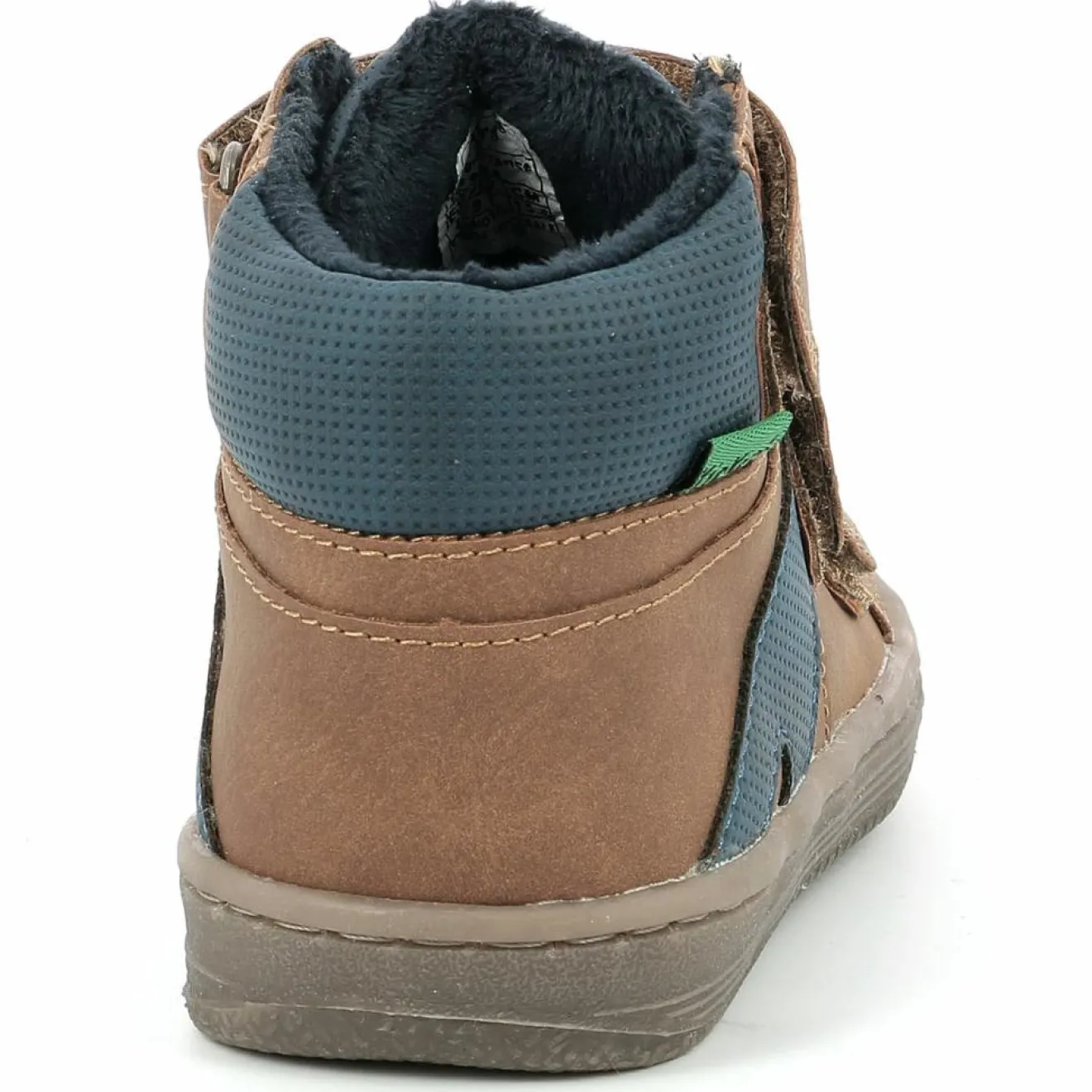 Enfant Kickers Sneakers fourrées en Velours de Cuir Lohan camel/bleu