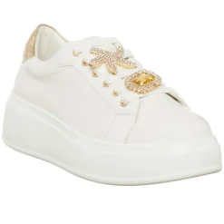 Femme Loretta by Loretta Sneakers Liz blanc/doré - Plateforme 5 cm