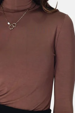 Femme Assuili Sous-pull en Soie mélangée café