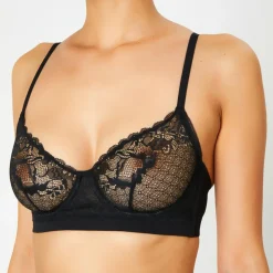 Femme Huit Soutien-gorge avec armatures en Soie mélangée Poprock noir