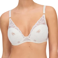 Femme Chantelle Soutien-gorge Coque Plongeant Fleurs ivoire/doré