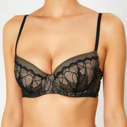 Online Huit Soutien-gorge Push-Up en Soie mélangée Dinner at 8 noir