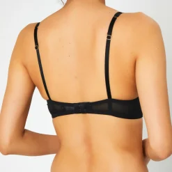 Femme Huit Soutien-gorge Push-Up en Soie mélangée Flock noir