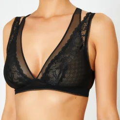 Huit Soutien-gorge sans armatures en Soie mélangée Poprock noir