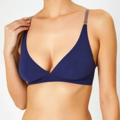 Femme Huit Soutien-gorge sans armatures en Soie mélangée Skin 02 bleu marine