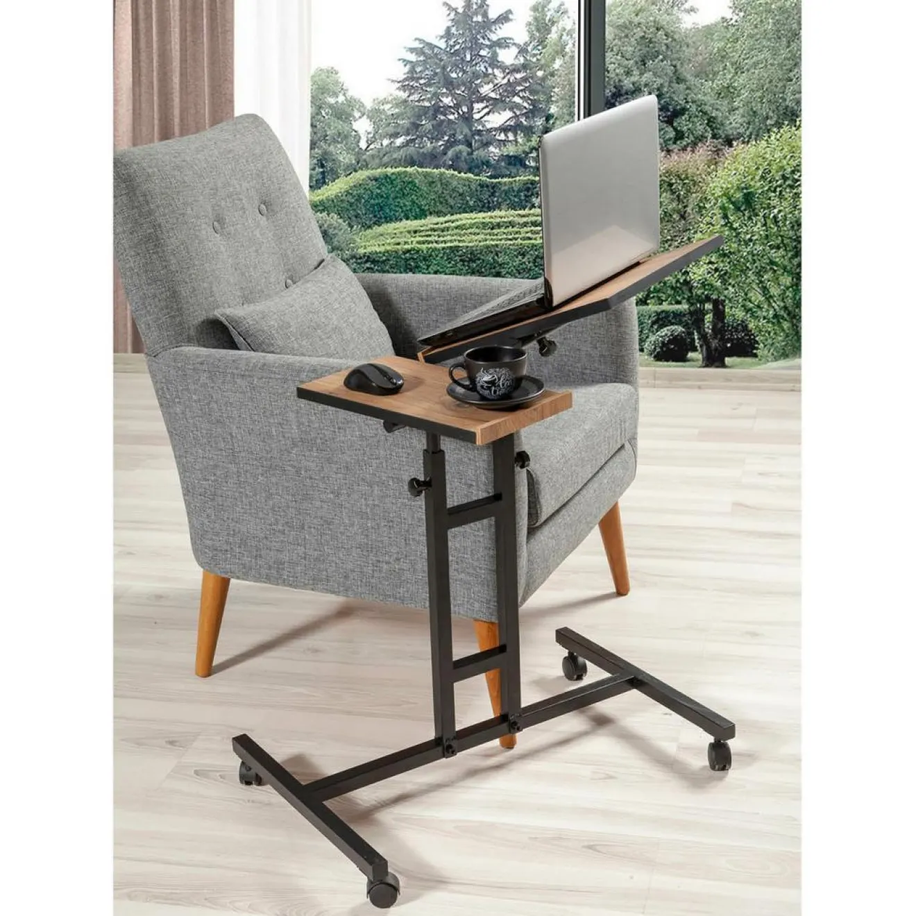 Wooden Art Support ordinateur portable Glen Atlantic bois/noir - 67x87x45.5 cm