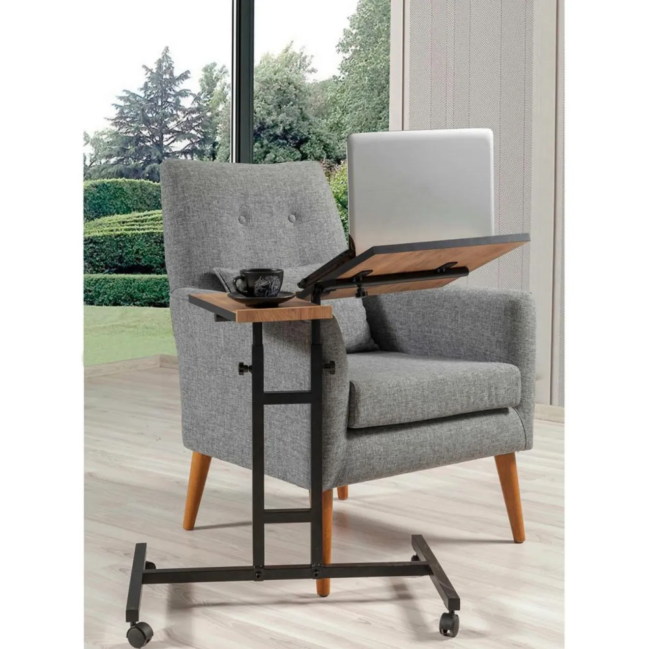 Wooden Art Support ordinateur portable Glen Atlantic bois/noir - 67x87x45.5 cm