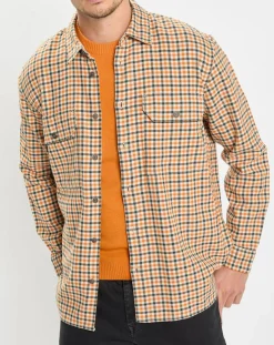 Homme Marc O'Polo Surchemise 100% Coton Bio Relaxed Fit à carreaux vert/orange