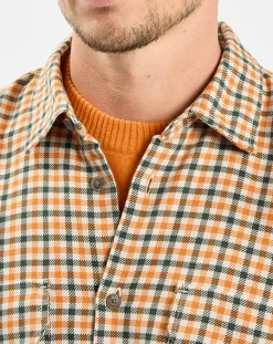 Homme Marc O'Polo Surchemise 100% Coton Bio Relaxed Fit à carreaux vert/orange