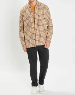 Homme Marc O'Polo Surchemise 100% Coton Bio Relaxed Fit à carreaux vert/orange