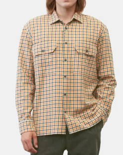 Homme Marc O'Polo Surchemise 100% Coton Bio Relaxed Fit à carreaux vert/orange