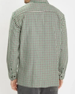 Clearance Marc O'Polo Surchemise 100% Coton Bio Relaxed Fit à carreaux vert/marron