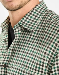 Clearance Marc O'Polo Surchemise 100% Coton Bio Relaxed Fit à carreaux vert/marron