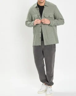 Clearance Marc O'Polo Surchemise 100% Coton Bio Relaxed Fit à carreaux vert/marron