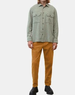 Clearance Marc O'Polo Surchemise 100% Coton Bio Relaxed Fit à carreaux vert/marron