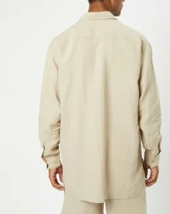 Homme Marc O'Polo Surchemise 100% Lin manches longues Oversize West beige