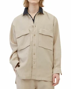 Homme Marc O'Polo Surchemise 100% Lin manches longues Oversize West beige