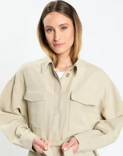 Femme Marc O'Polo Surchemise Ceinturée en Lin mélangé beige clair