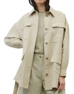 Femme Marc O'Polo Surchemise Ceinturée en Lin mélangé beige clair